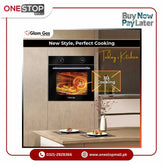 Glam Gas Built in Oven Grill House Silver & Black Electric Oven Conventional Heat Hot Air Grilling - Onestopmall.pk